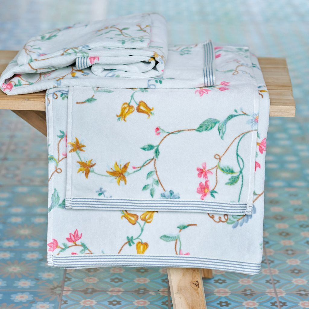 Pip Studio 3er Set Waschlappen Les Fleurs Farbe Weiß Größe 16x22 x 3