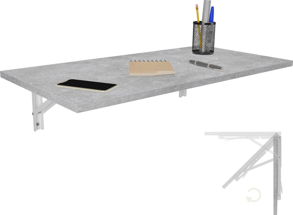 Nástenný rozkladací stôl Stolová doska 80x40 cm v betónovom Obrázok produktu 