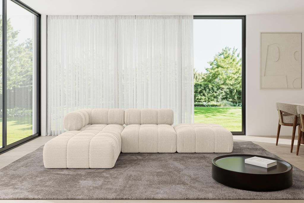 ALTDECOR Modulares Sofa Ecksofa in L-Form - Kerru-L1 - 285x190x70 cm Beige universal, links/rechts Corner modular Sofa Eckcouch Couch Wohnlandschaf...