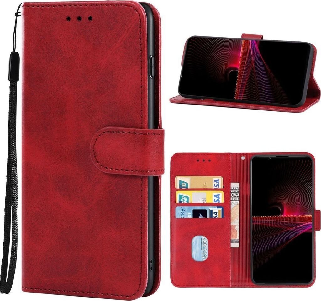 König Design Hülle kompatibel mit Sony Xperia 1 IV Kunstleder Handyhülle - Handy Case Rot