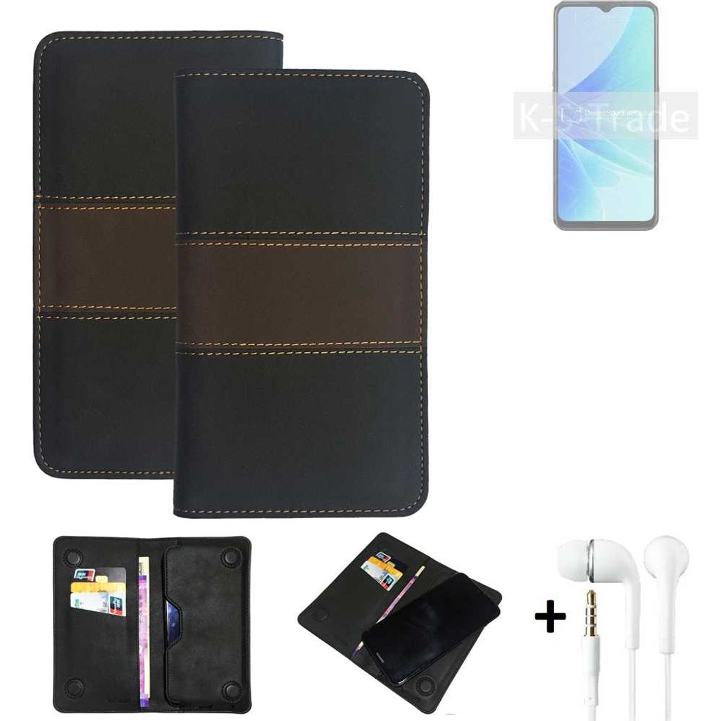 K-S-Trade Handyhülle + Kopfhörer kompatibel mit Oppo A57 Schutzhülle Walletcase Bookstyle Tasche Schutz Case Hülle Wallet Cover Kunstleder