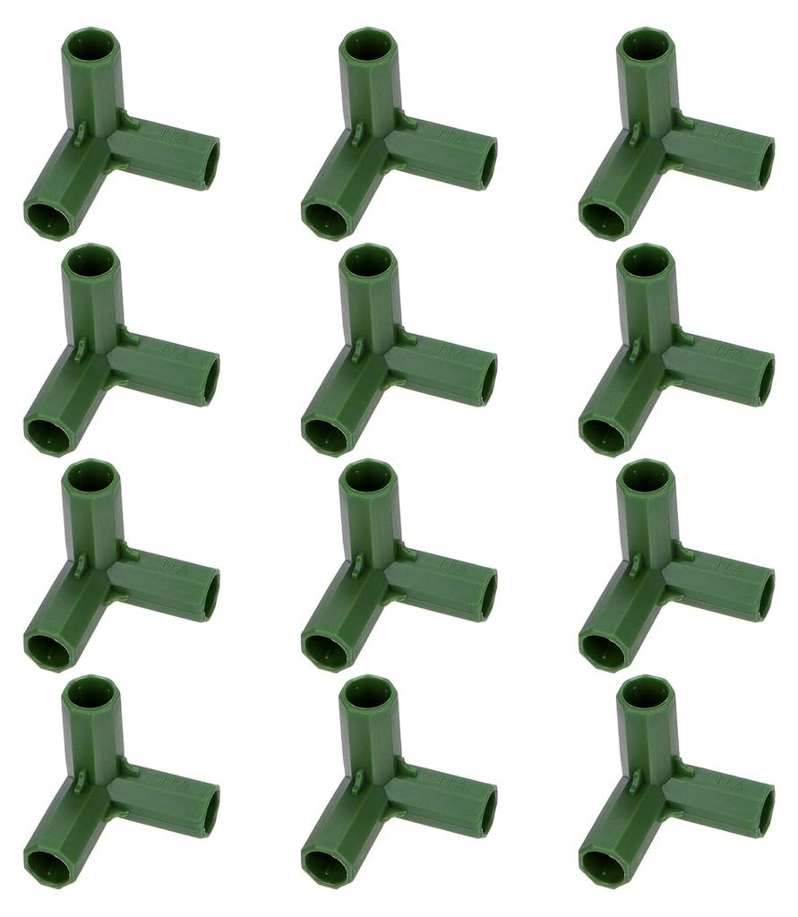 12 Stück 11mm Gewächshausrahmen-Verbindungsstücke, 3-Wege-Rechtwinkel-Rohrverschraubung für Gartenanwendungen