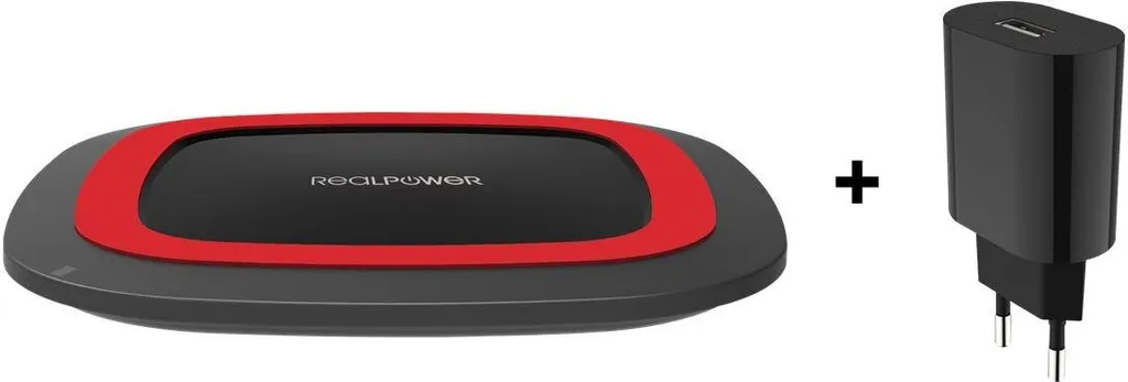 Realpower FreeCharge-10 Chargeur Induction Qi Noir et Rouge Charge Rapide