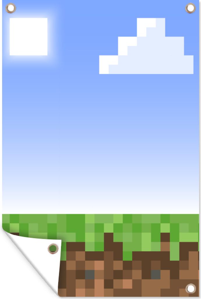 MuchoWow 40x60 cm Outdoor-Poster Gartendeko Sichtschutz Garten Poster für den Garten Spiele - Pixel - Spiele - Gras - Minecraft