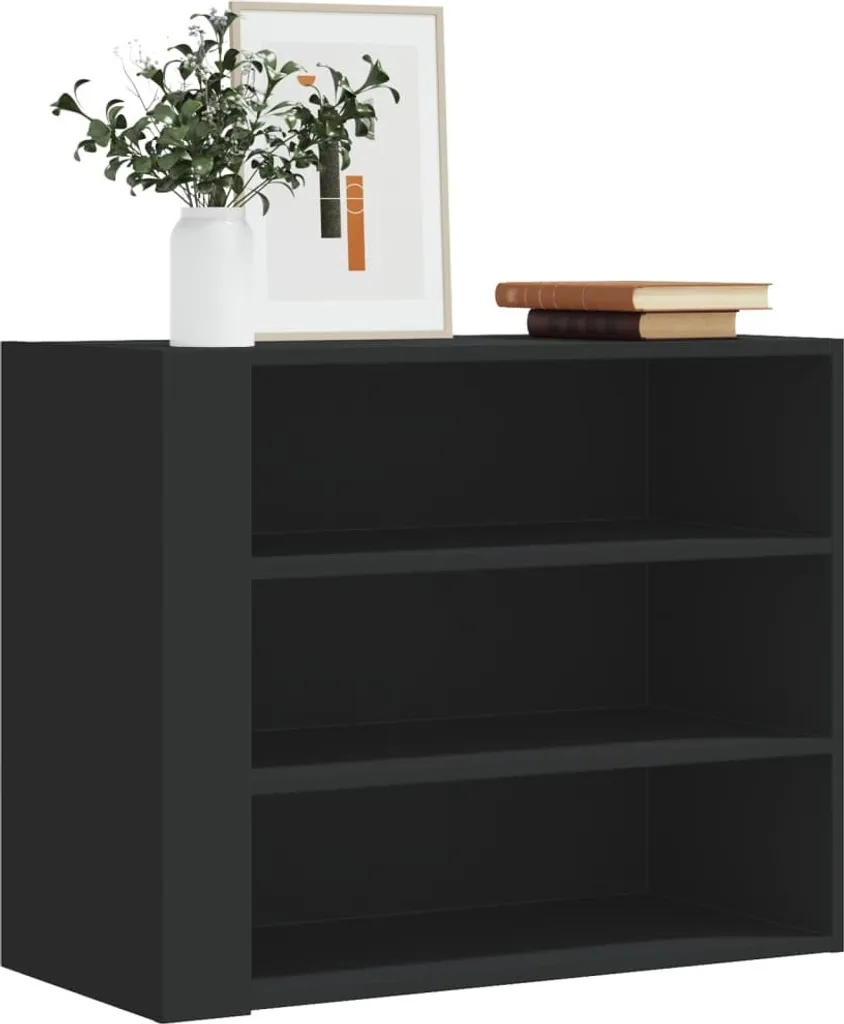 Scaffale Parete Nero 75x35x60 cm Legno - Mensola Ufficio 2025