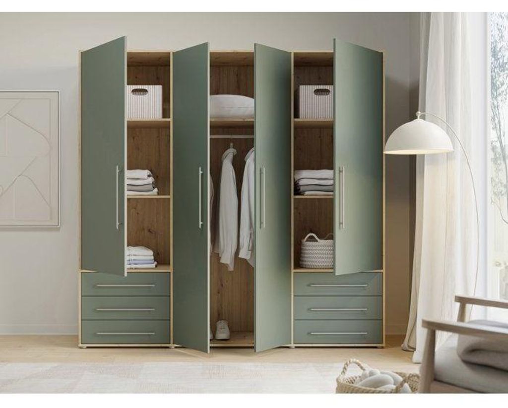 Armoire de chambre - MOKKARO -Reproduction Vert Sauge et Image du produit 