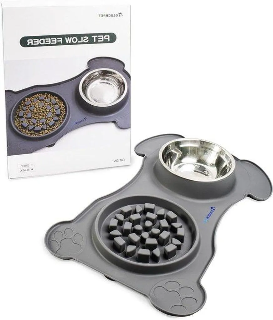 Fini les sols mouillés avec cette gamelle chien 730 ml grise antidérapante