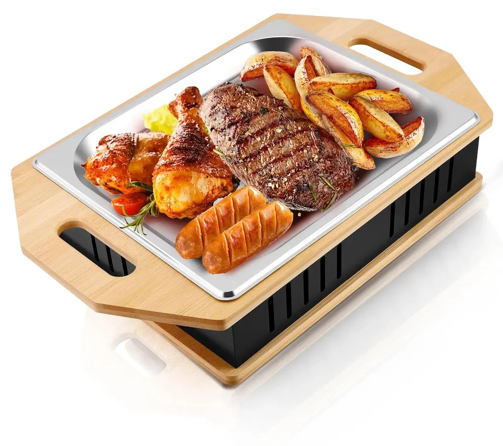 Grill à bougie avec plaque chauffante amovible et châssis en acier