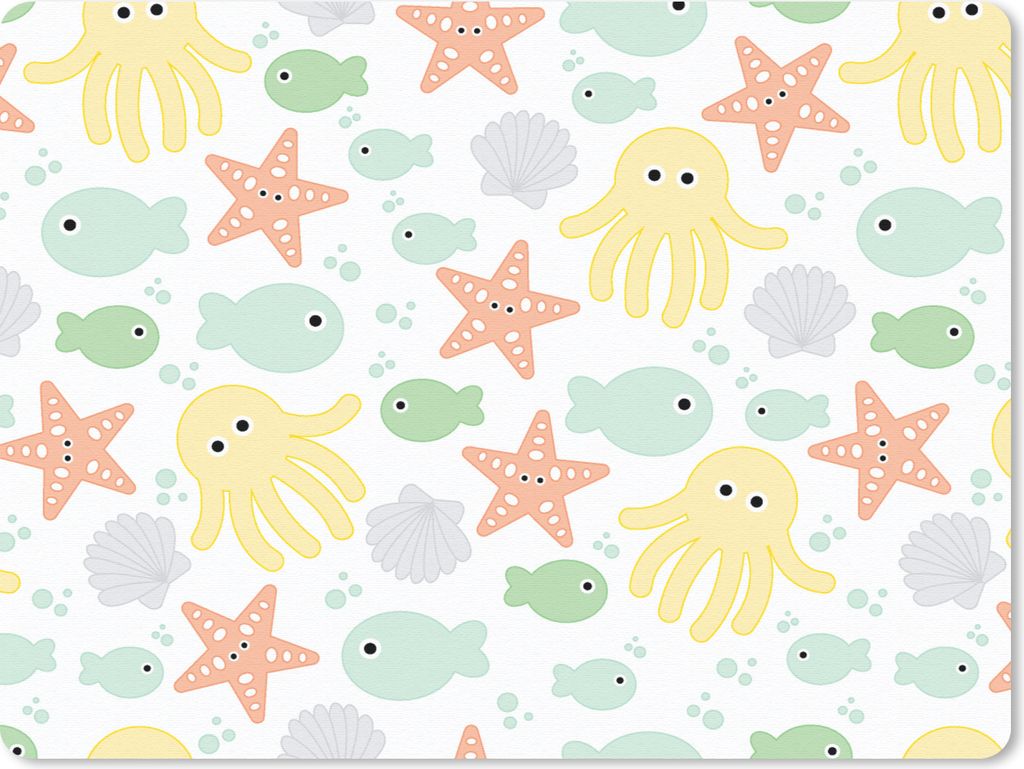 MuchoWow Mauspad Mousepad Meerestiere - Baby - Muscheln 40x30 cm - Mousepads - Maus Mat - Pad - Mausunterlage - Anti Rutsch