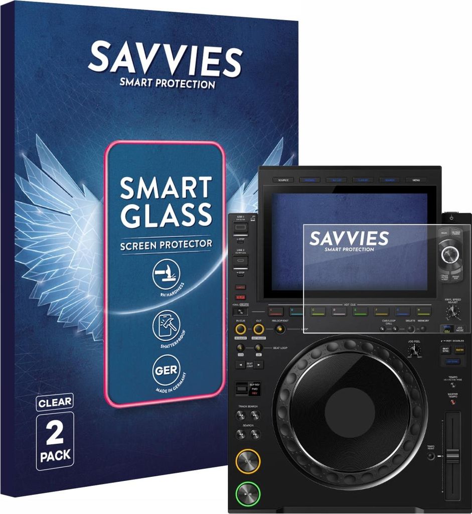 2x Savvies Schutzglas Folie für Pioneer CDJ 3000X 9H Panzer Schutzfolie Glas Displayschutz klar transparent