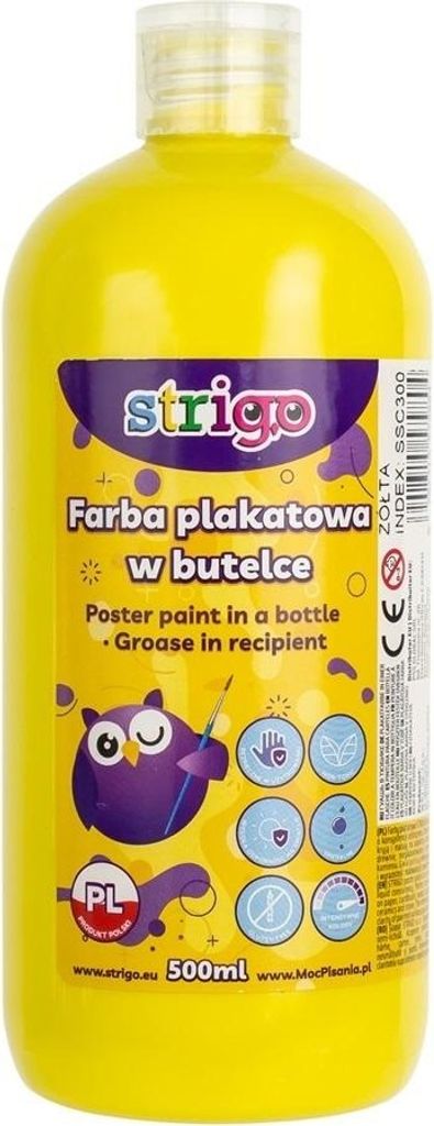 Plakatfarbe in einer Flasche 500ml gelb STRIGO