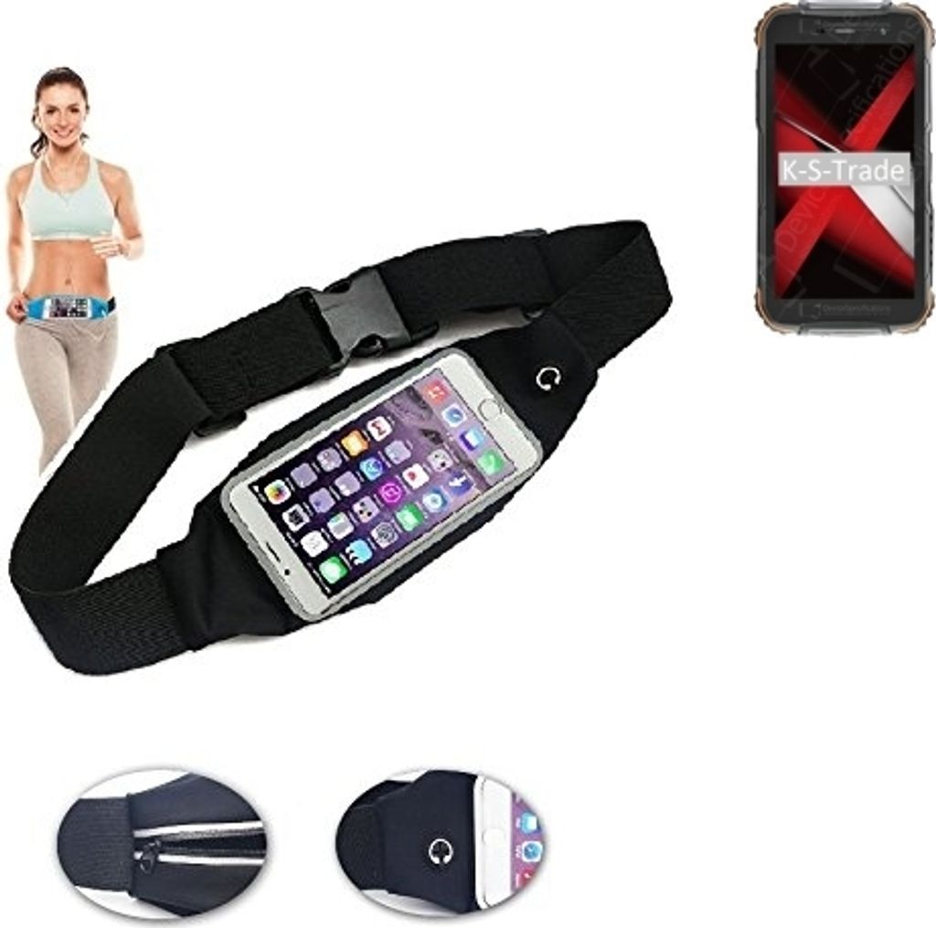 K-S-Trade Jogging-Armband kompatibel mit Doogee S35 Gürteltasche Umhängetasche Bauchtasche schwarz Sport Running Jogging Fitness Laufen Exercise