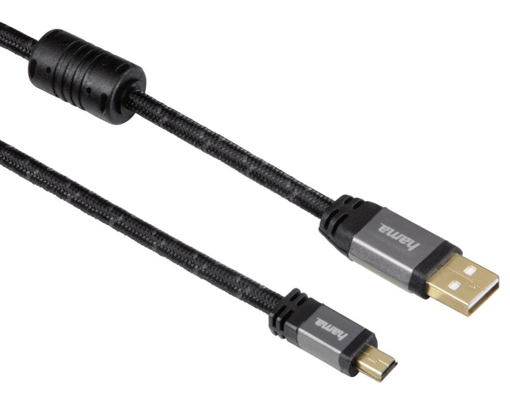 High-Speed Mini-USB 2.0 Kabel 1,8m 24k-vergoldet Ferrit Gewebe