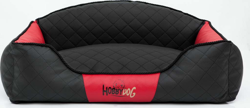 Hundekissen Hundebett Hundekorb Hundesofa für Haustier Hunde Waschbar - Elite - 84 x 65 x 28 cm [Größe: XL] - Schwarz mit Rot