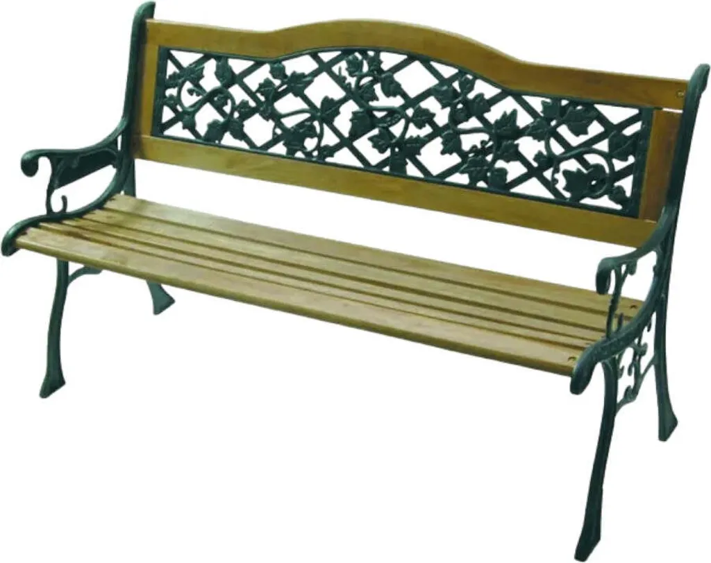 Banc Flora en bois et fonte ornée 126 cm : Confort et Solidité 26 kg