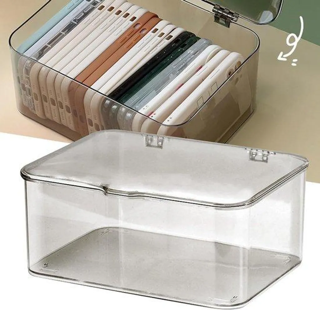 Organisateur de rangement chambre en plastique gris clair - Modèle L
