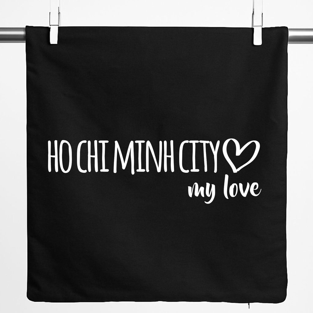 Huuraa Kissenbezug Ho Chi Minh City my love 40x40cm Black Baumwolle Dekokissenbezug Geschenkidee