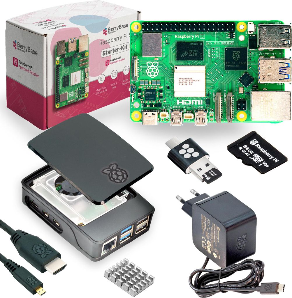 Raspberry Pi 5 Starterkit, 64GB microSDHC inkl. Pi OS, Produktbild 