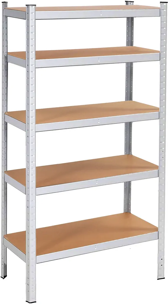 Rayonnage utilitaire pour cave et cellier 5 tablettes en acier gris