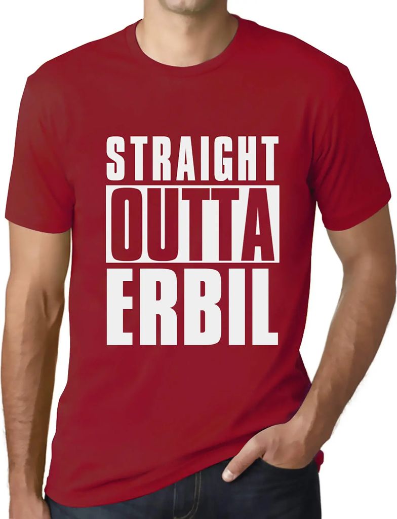 Herren Grafik T-Shirt Straight Outta Erbil Öko-Verantwortlich Vintage Jahrgang Kurzarm Lustige Druck Geburtstag Geschenk Mann