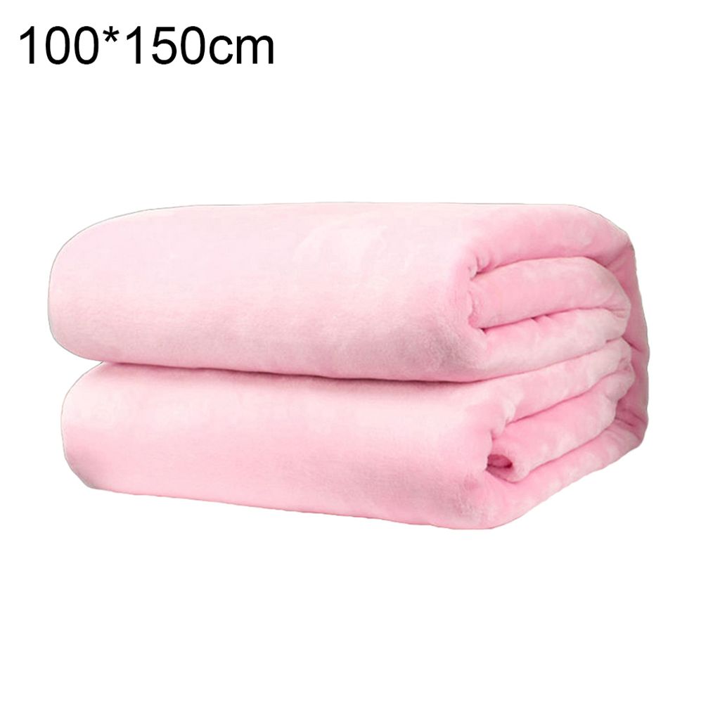 Polyester weich warm warm feste Farbdecke Schlafdeckel Teppich für Schlafzimmer Bettwäsche-Rosa ,Größen:100*150cm