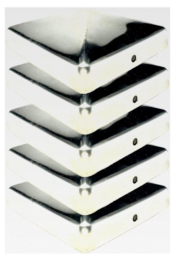 Pfostenkappe aus Edelstahl 91x91 mm für 9x9 cm Pfosten, Pyramide, 5 Stück inkl. Schrauben