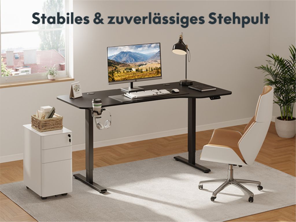 SANODESK QS1 160 x 75 cm Výškově nastavitelný stolní Obrázek produktu 3