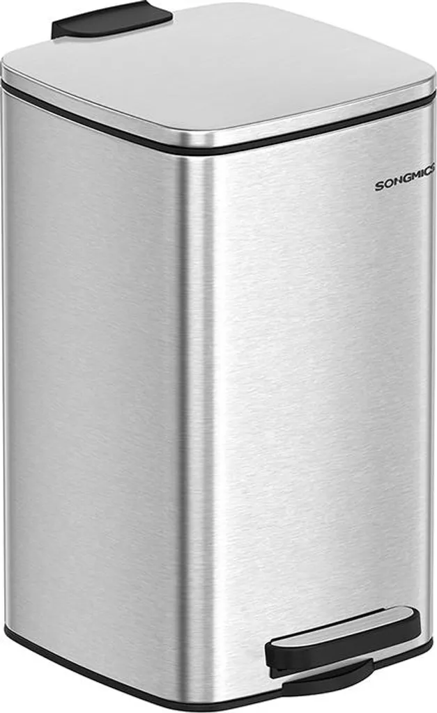 Poubelle cosmétique 8L en inox argent métallisé avec fermeture douce