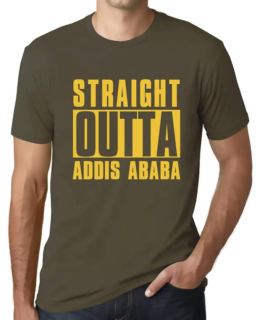 Herren Grafik T-Shirt Direkt aus Addis Abeba – Straight Outta Addis Ababa – Öko-Verantwortlich Vintage Jahrgang Kurzarm Lustige Druck Geburtstag