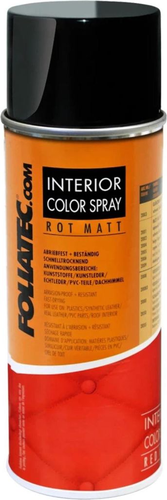 Foliatec 2005 Interior Farbspray Rot Matt 400ml Lack-Spray Auto-Sitz Bike Leder