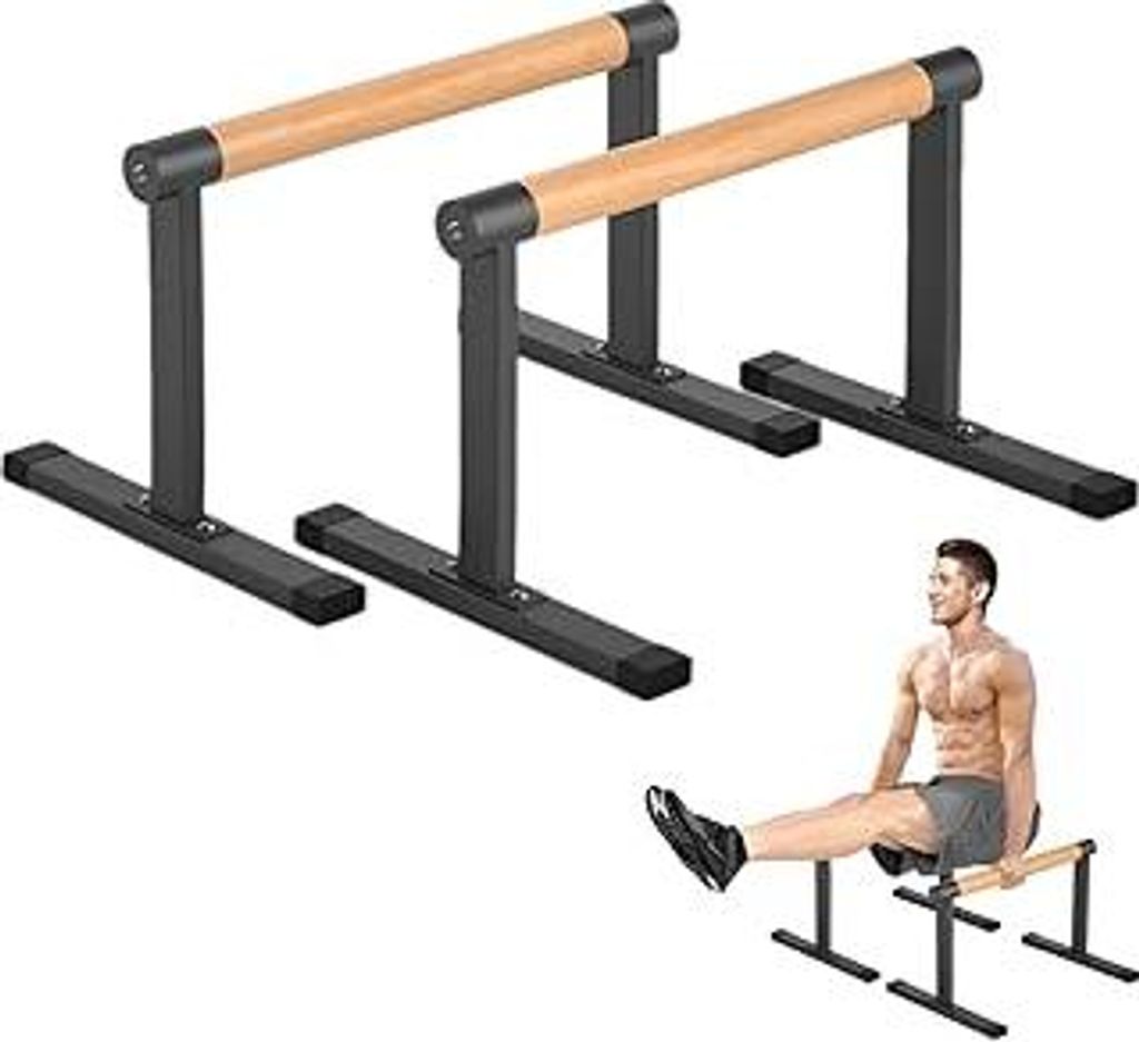 Parallettes calisthenics Holz Rutschfeste Liegestützgriffe, Premium Turnen und Calisthenics Equipment, Bounabay Dip Bar Krafttraining, Handstand B...