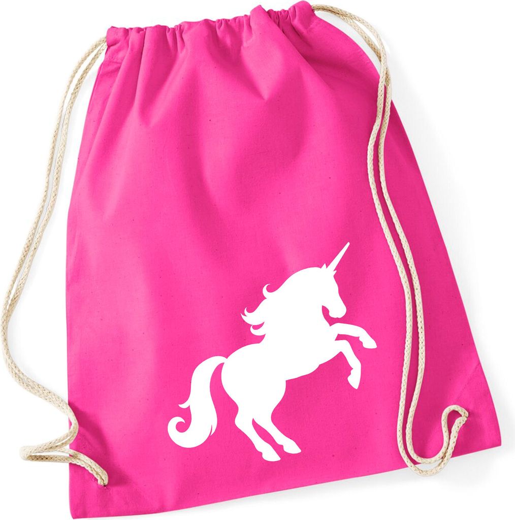 Huuraa Turnbeutel Einhorn Silhouette 12 Liter Fuchsia Baumwolle Rucksack Geschenkidee