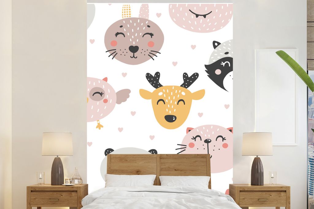 MuchoWow Fototapete für Wohnzimmer oder Schlafzimmer Wandtapete Vinyl Motivtapete Katze - Tiere - Muster - Jungen - Mädchen - Baby - Kind - 225...