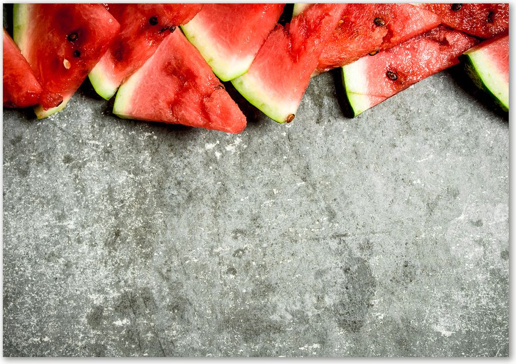 Tulup Glas-Bild - 100 x 70 - Wandbild aus Glas - Wandkunst - Wandbild hinter gehärtetem Sicherheitsglas - Essen & Getränke - Wassermelone - Rot
