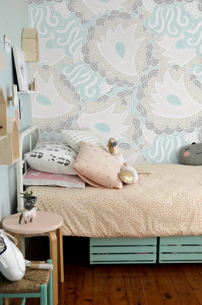 Coloray Fototapete 152x104 cm Vlies-Fototapete - Blumenpastellpunkte hell subtil