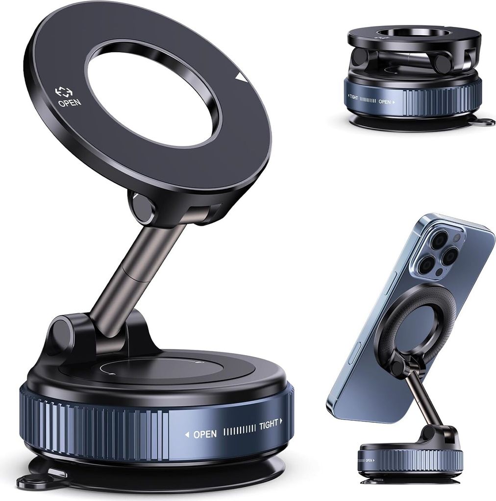 Auto-Handyhalterung, Magnetische Vakuumadsorption 360° Drehung, Faltbare Starke Saugnapf-Smartphone-Autonavigationshalterung, Vakuum-Magnet-Saugna...