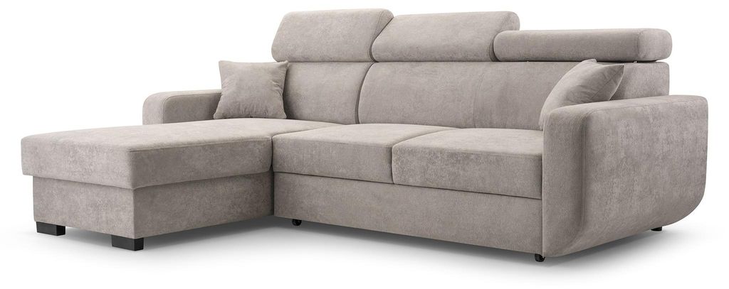 Masseno Ecksofa CASTELLO mit Schlaffunktion L-Form, Sofa mit Bettkasten, Wohnzimmersofa, Couch, Soffa, Bettsofa, Couchgarnitur- Beige, VELO 623