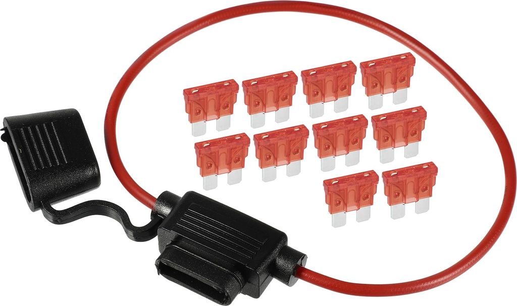 10A Standard Blade Style Sicherung 16 AWG Sicherungshalter Wasserdichter 16 Gauge Sicherungshalter Blade Style Inline Sicherungshalter Metall Schwarz