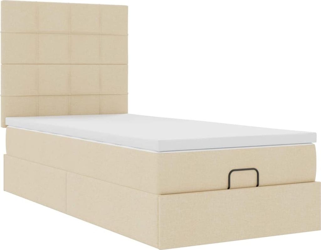 Ottoman-Bett mit Matratze Creme 90x200 cm Stoff