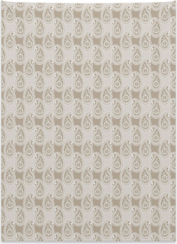 Abakuhaus Paisley Wandteppich, Abstrakte geometrische Knospen aus Weiches Mikrofaser Stoff Kein Verblassen Klare Farben Waschbar, 110 x 150 cm, Wei...