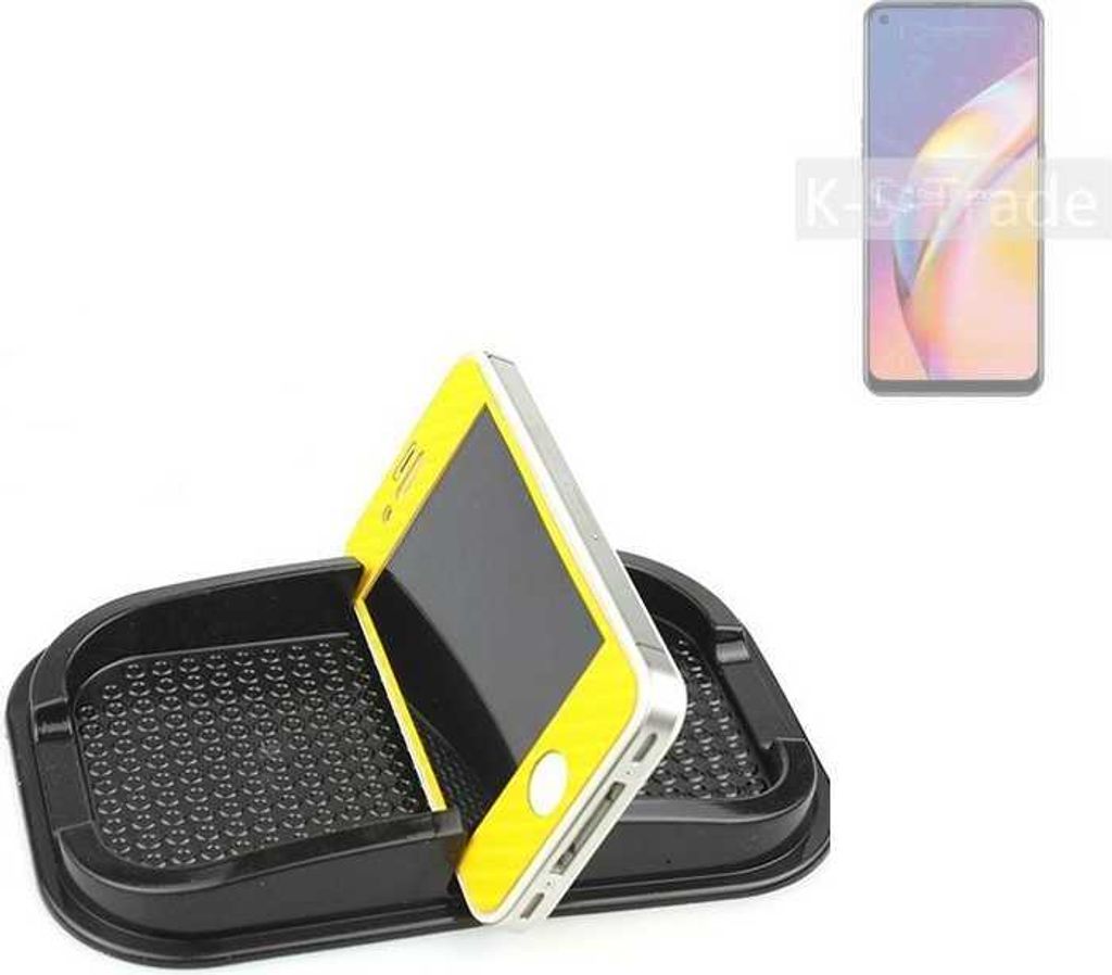 K-S-Trade Auto Anti Rutsch Matte Smartphone-Halter kompatibel mit Oppo F19 Pro Haft Pad Armaturenbrett Handy-Halterung Silikon