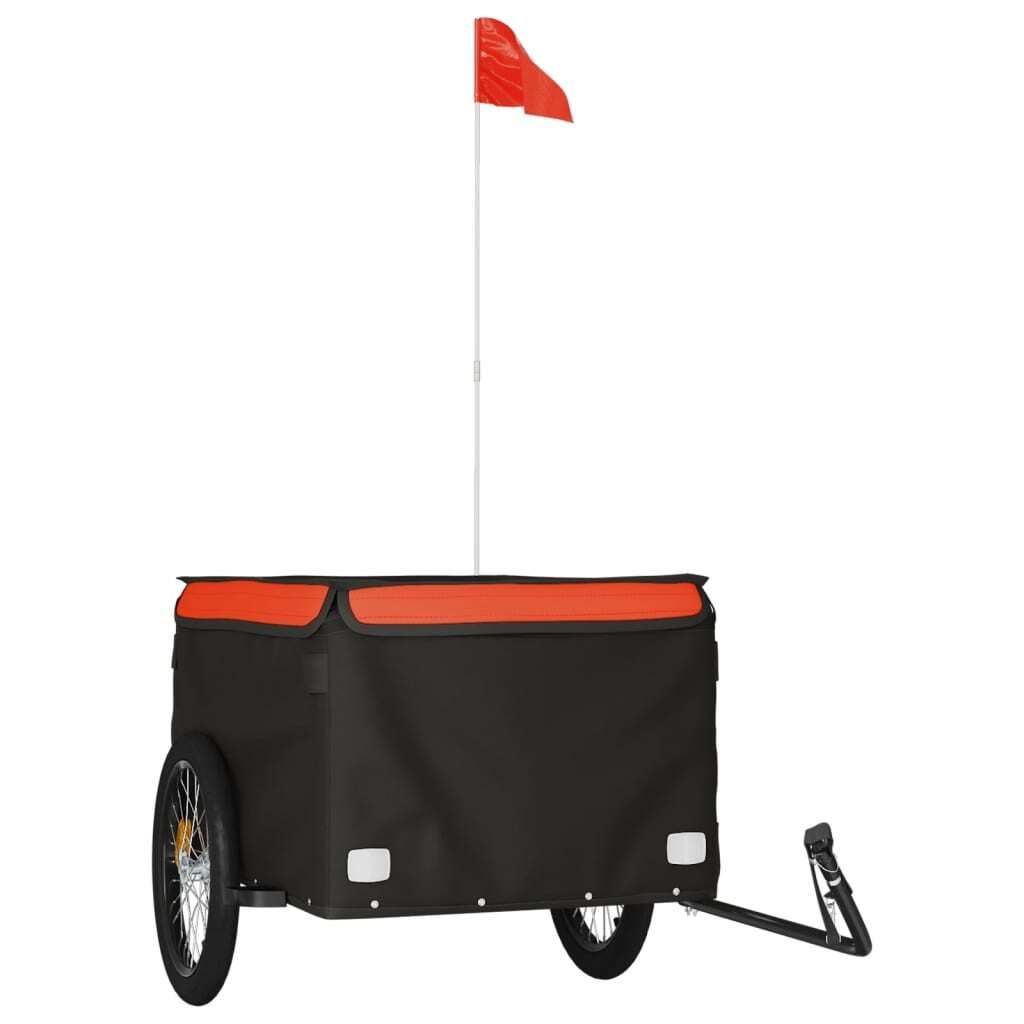 vidaXL Rimorchio per biciclette nero e arancione 45 kg di Immagine del prodotto 
