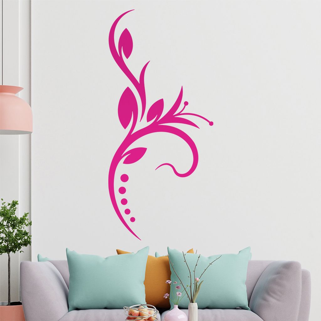 Blume - Linien Punkte Wandtattoo in 6 Größen - Wandaufkleber Wall Sticker - Dekoration, Küche, Wohnzimmer, Schlafzimmer, Badezimmer