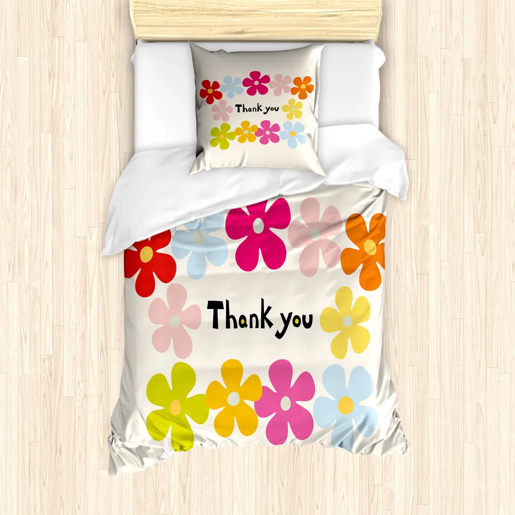 Set Copripiumino ABAKUHAUS Singolo 135x200 Fiori Colorati Antiacaro