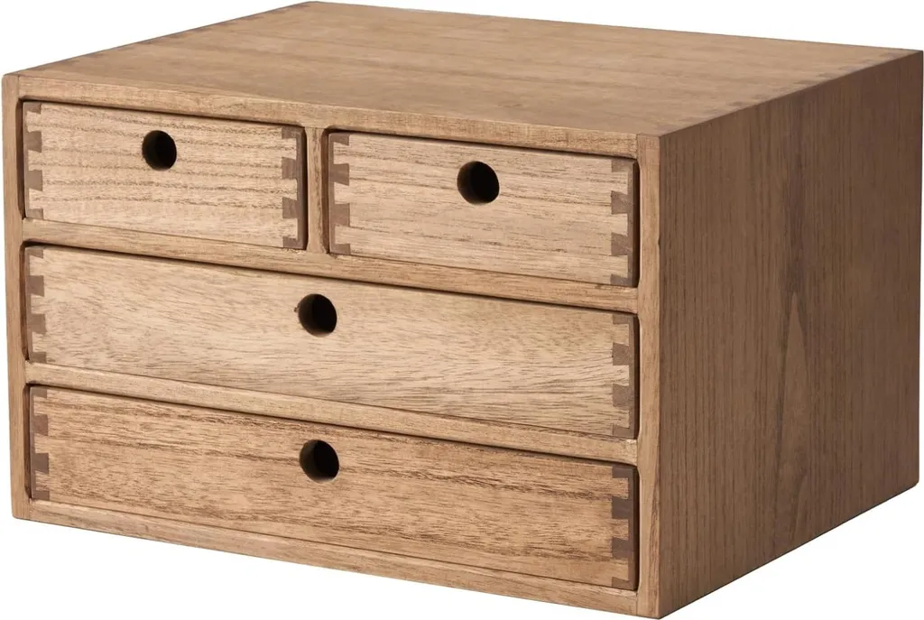 Rangement bureau bois foncé 4 modules pour organiser vos accessoires