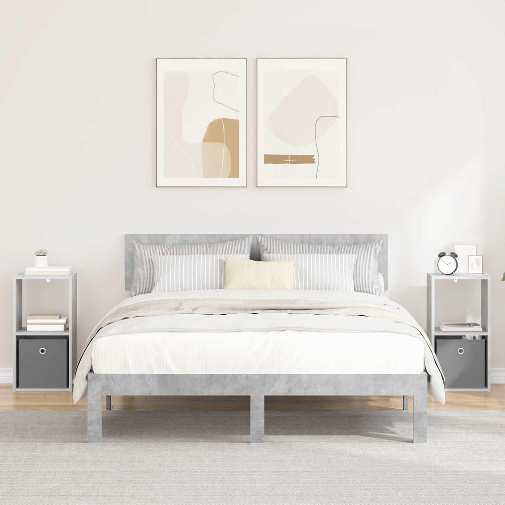 vidaXL Nachttisch 2 pcs Beton Grau 30,5 x 27 x 59,5 cm Holzwerkstoff