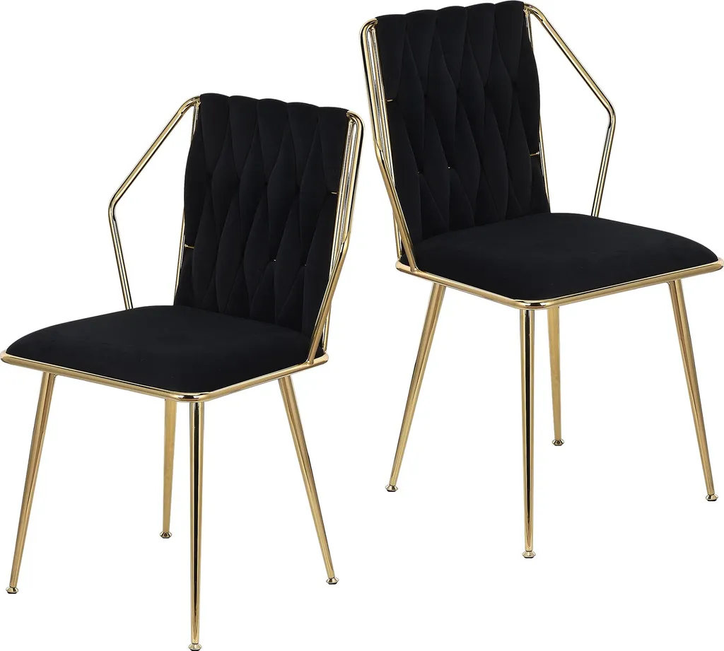 Chaises pour salle à manger et coiffeuse en velours gris et or chic