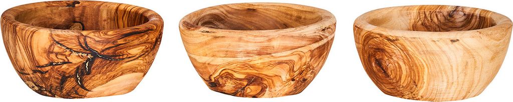 3er Set Schüssel ca. 12x4cm Schale Holz Olivenholz Holzschale Salatschüssel Natur