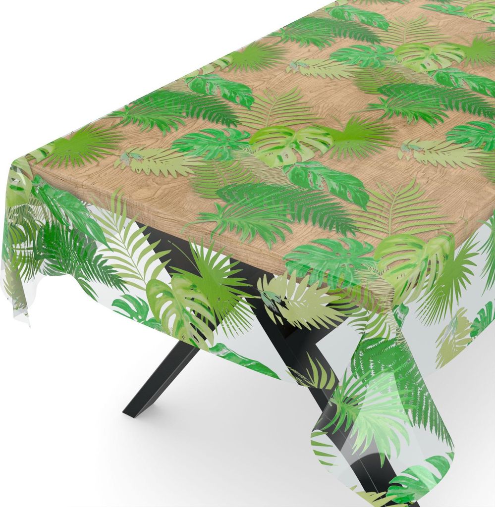 Tischdecke Klara Tischtuch Plastiktischdecke Schutzdecke Klarsichtfolie Palmblätter Transparent Wasserabweisend Breite 140 cm Länge 180 cm mit Sc...