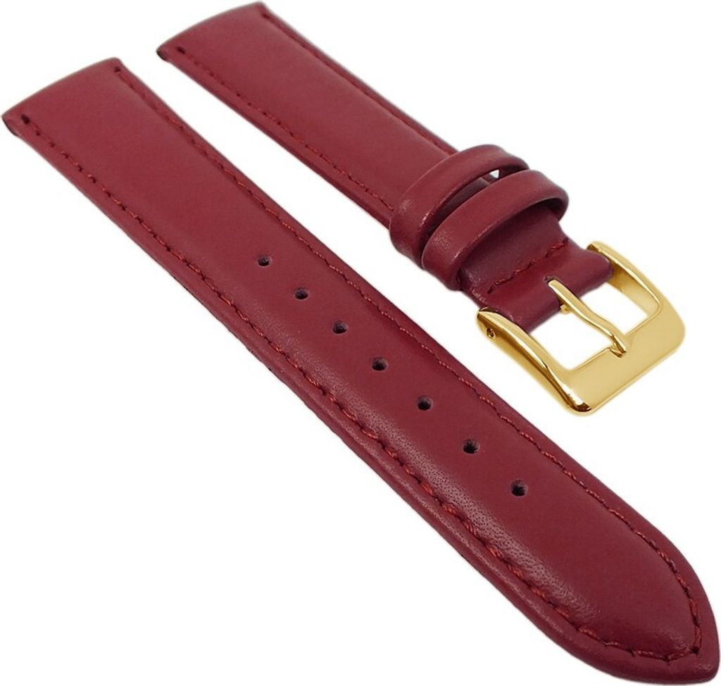 Uhrenarmband Leder Seidenkalb Rot Herzog gepolstert 26700G, Stegbreite:22mm